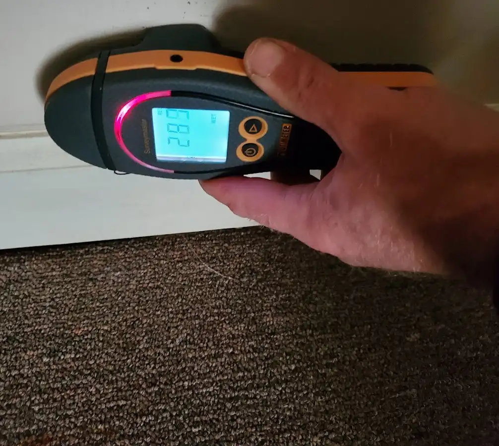 Moisture detection at baseboard during Sewage Cleanup & Sanitation in Lincoln